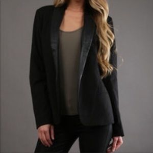 BB Dakota Maroon Blazer with Faux Leather Trim